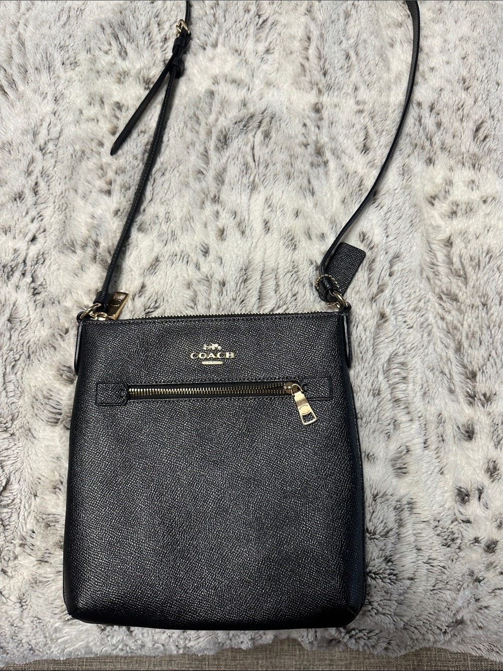 Coach Black Saffiano Leather Crossbody with Gold Hardware